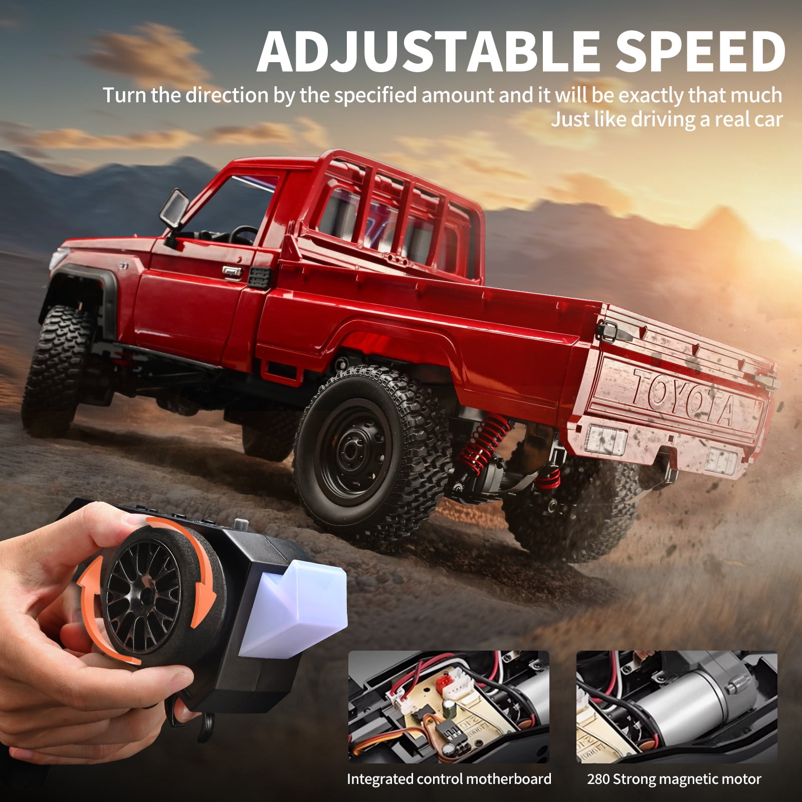 Anmyjuly MN-82 1/12 Toyota Pickup RC Rock Crawler | 2.4GHz 4WD, 2-Speed, 1200mAh | All-Terrain Off-Road Truck for Adults