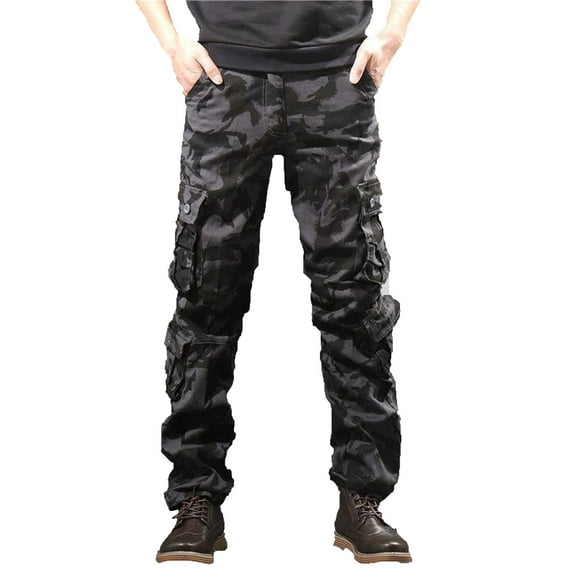 Lovzfmll Men's Camo Cargo Pants, Relaxed Fit Work Trousers with Multi-Pockets, Full Length Casual Outdoor Utility Pants Fall Clothes