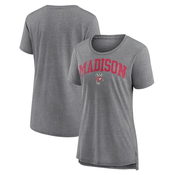 Women's Gray Wisconsin Badgers Arched City Tri-Blend T-Shirt