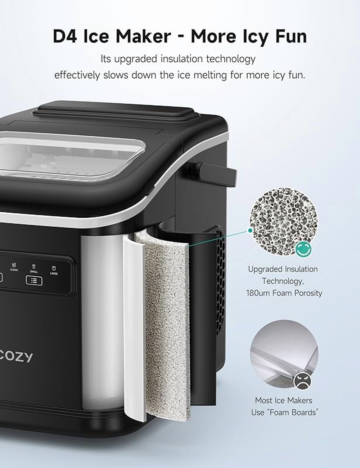 Countertop Ice Maker with Handle, Ice in 6Mins, 26 lbs/Day,Portable Ice Maker Machine with Self-Cleaning for Apartment/Under Cabinet/Kitchen/Office/Camping/RV/Home Bar(Black)