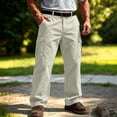 thumbnail image 4 of Cargo Pants for Men Elastic Waist Work Pants with Drawstring Multi Pockets Hiking Lightweight Tactical Trousers White L, 4 of 9