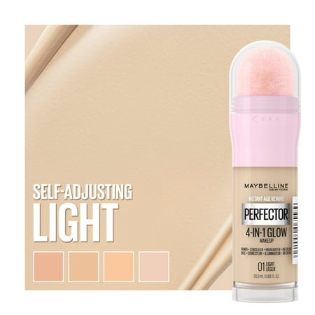Maybelline Instant Age Rewind Instant Perfector Glow Makeup, Light, 0.68 fl oz