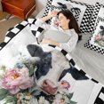 thumbnail image 5 of Manfei Floral Cow Full Size Bedding Sets 7 Pieces,Geometric Plaid Full Size Bed in a Bag,White Black Pink, 5 of 6