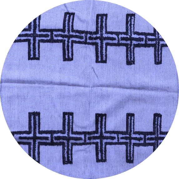 Ahgly Company Machine Washable Indoor Round Oriental Blue Modern Area Rugs, 3' Round