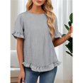 thumbnail image 4 of Camisa Informal Holgada A Rayas de Media con Cuello Redondo y Volantes para Mujer Rayas Negras XL, 4 of 7