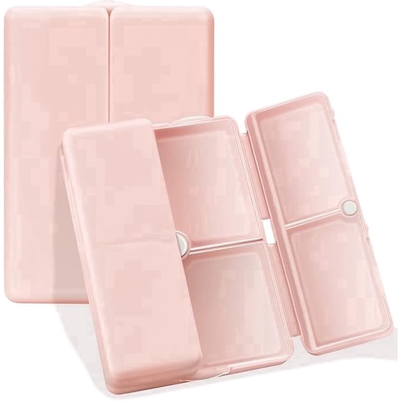 Pink Daily Pill Organizer Case - 7 Compartment Folding Pill Box - Portable Travel Medication Organizer for Vitamins Supplements Pills Purse Pocket