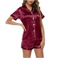 thumbnail image 6 of FRSASU Plus size clearance Pajamas Women's Homewear Short-Sleeve Tops Shorts Color Night Pajamas Suits Wine 6(M), 6 of 6