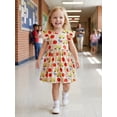 thumbnail image 3 of Toddler Baby Girls Summer Dress Cute Back to School Apple Pencil Print Flying Sleeve Dress, 3 of 8
