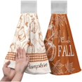 thumbnail image 1 of wonima01 Hello Fall Pumpkin Kitchen Hanging Towels Set of 2 Autumn Maple Leaves Orange Hand Towel with Hanging Loop Seasonal Thanksgiving Fingertip Bath Towels Soft Absorbent Dish Tie Towel, 1 of 1
