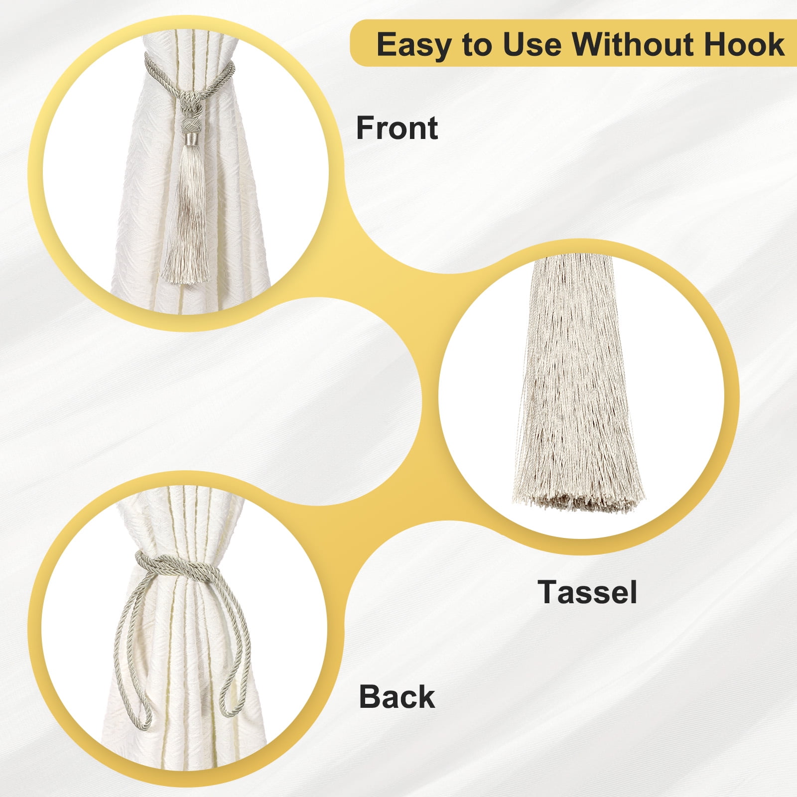 Unique Bargains Handmade Elegant Curtain Tiebacks Tassel Home Decor Beige 4 Pcs