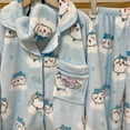 thumbnail image 5 of Anime Chiikawa Plush Pajamas Suit Usagi Hachiware Kawaii Cartoon Women Thickened Plush Blue Winter Coral Velvet Home Clothes, 5 of 28