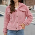 thumbnail image 2 of Women's Corduroy Trucker Jacket Lapel Button Long Sleeve Outwear Relaxed Warm Teddy Coat with Pockets, 2 of 6