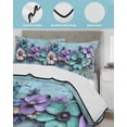 thumbnail image 4 of Quilts Twin XL Size, Spring Purple Flowers Soft Comforter Bedding Set for Bed, Floral Mottled Teal Wall Retro Lightweight Quilted Bedspread with Pillow Cover(2 Pieces) for All Season, 68x98 Inch, 4 of 6
