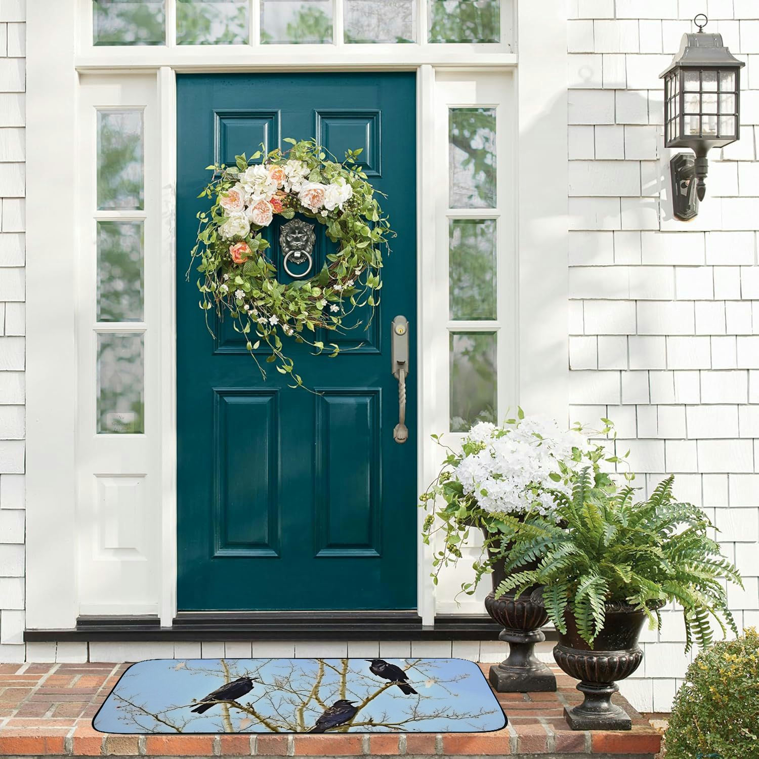 Qinduosi Decorative Door Mat, Door Mat with Non-Slip Rubber Backing, Easy Cleaning, Traps Dirt, for Entry, Patio, Garage - Crow Bird Animal Corvus Wildlife Sitting Plumage 19.68*47.24 in