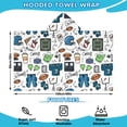 thumbnail image 2 of Blue Football Game Icons Pattern Hooded Bath Towel，60"x35" for Ages 3 To 12 Kids, Quick Dry Lightweight Soft Microfiber Hood Beach Towel Cover Up for Kids, 2 of 7