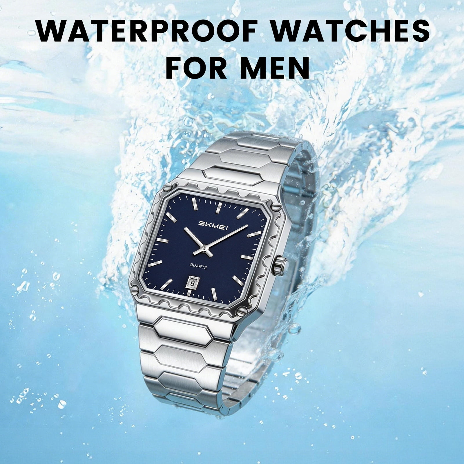 SKMEI Watches for Men Fashion Business Mens Watch Analog Quartz Big Face Luxury Classic Stainless Steel Waterproof Luminous Wristwatch