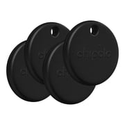 Chipolo POP Tracking Tag - Colorful, Compatible, Loud Bluetooth Tracker with Call Your Phone & Out of Range Alerts, Works with Apple Find My or Find Hub on Android - 4 Pack (Black)
