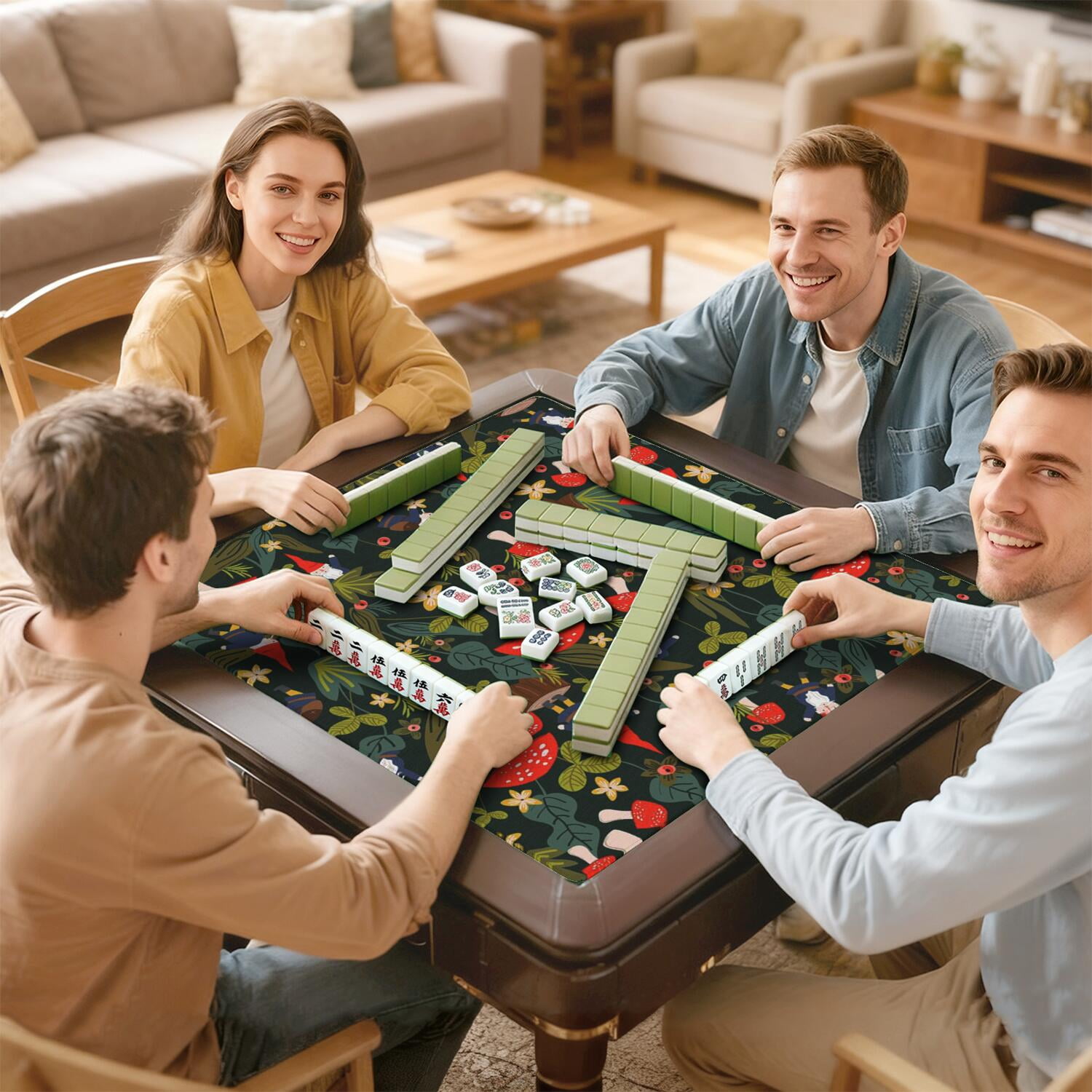 31.5 Inch Plants Inspired Game Surface Constructed from Durable Rubber Featuring Anti-Slip Grip Backing and Noise Dampening for Tiles Board Games