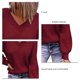 thumbnail image 5 of Suéter de Manga Larga para Mujer Casual Suelto Cuello en V Color Puro Mangas de Burbuja Jersey Suéter de Punto Top para Otoño Invierno Rojo XL, 5 of 6