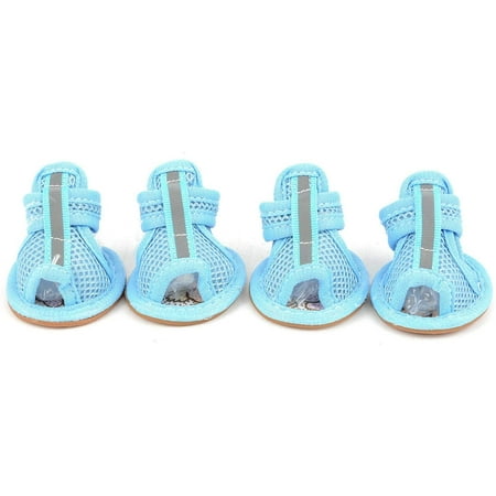 Reflective Dog Sandals Pet Shoes Breathable Soft Mesh Anti Skid Doggy Boots for Puppies Paw Protector Soft Rubber Sole for Walking Hot Pavement Nonslip 5 Sizes Leisure Cool Summer Blue 5
