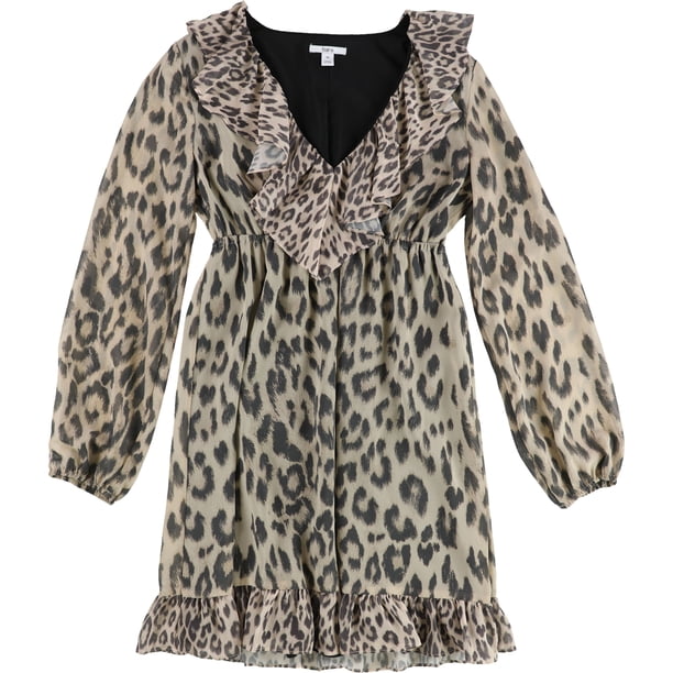 Vestido con Volantes y Estampado Animal bar III Beige Mediano