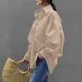 thumbnail image 5 of LIUJUNSHOP Womens Button Down Tunic Shirts Plus Size Long Puff Sleeve Peplum Tops Collared Blouses, 5 of 7