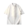 thumbnail image 4 of pstuiky camisetas de hombre, Blusa informal de manga corta con cuello vuelto y color liso para hombre camisetas de hombre l, 4 of 5