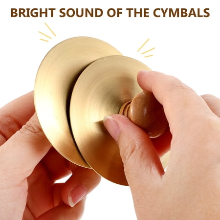 Raindrops Golden Copper Finger Cymbals with Sturdy Wooden Handles for Kids Musical Toy Instruments 2 Pairs