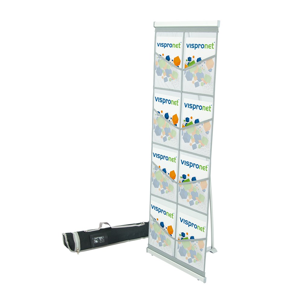 Standing Mesh Floor Catalog Rack Roll Out Brochure Holder 8 Pockets