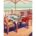 thumbnail image 2 of Red Snowman Christmas Outdoor Tablecloth - 54x80 Inch Rectangle Dining Table Cover, Elk Xmas Balls Snowflake Waterproof Outdoor Table Cloth with Umbrella Hole & Zipper for Picnic/Patio, 2 of 5