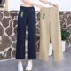 thumbnail image 1 of Pantalones Azul Marino de Pierna Recta para Mujer Pantalones Caqui Cortos 2026 Nuevos Pantalones de Pierna Ancha de Modal Cintura Elástica Trasera Pantalones Sueltos Casuales, 1 of 8