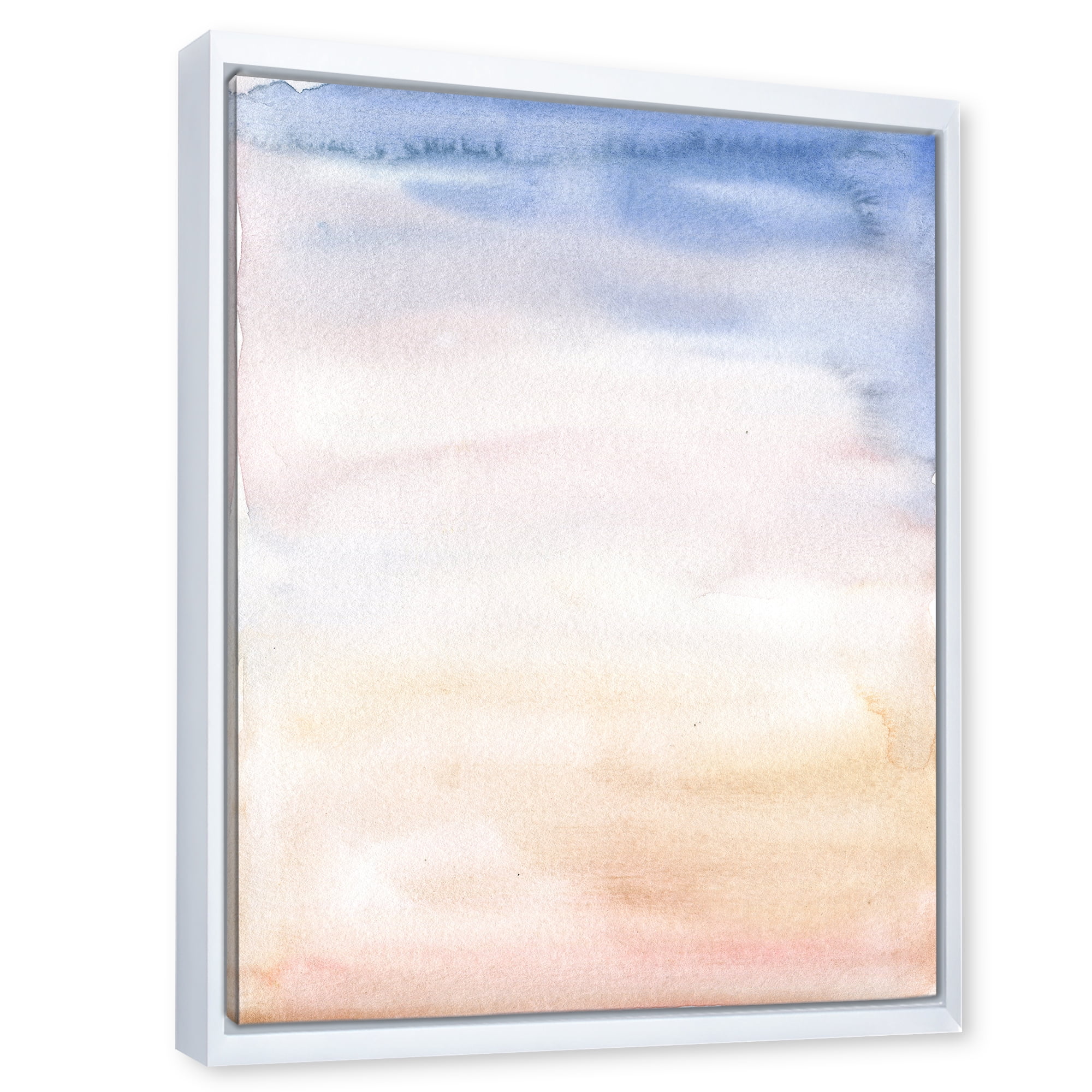 Pastel Abstract With Pink Dark Blue and Beige Spots 30 in x 40 in Framed Painting Canvas Art Print, by Designart