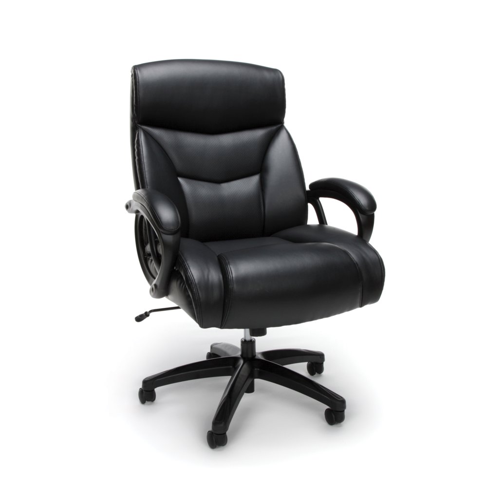 OFM Essentials Collection Big and Tall Executive Bonded Leather Chair, in Black (ESS6040BLK
