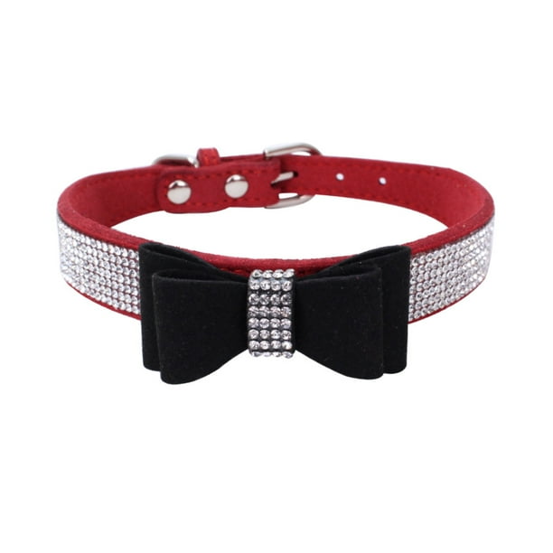 DZT1968 Exquisite Adjustable Bowknot Diamond Dog Puppy Pet Collars