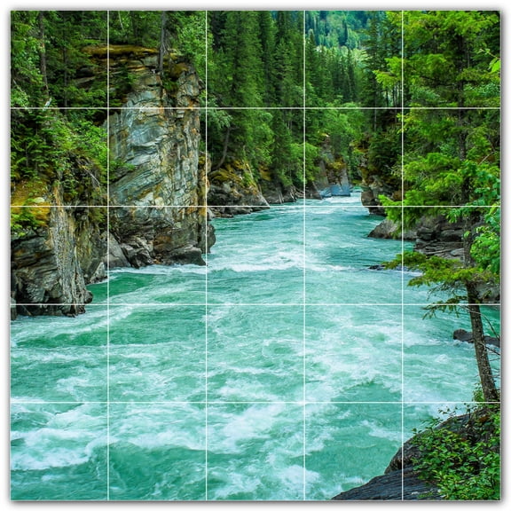 Picture-Tiles.com: River Ceramic Tile Wall Mural WAL500905-55L. 40"W x 40"H using (25) 8" x 8" Ceramic Tiles-Satin Finish