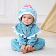 thumbnail image 7 of Toddler Kids Boys Girls Cute Fleece Romper Jumpsuit Teens Long Sleeve Thermal Outfit With Pocket Girls Soft Zipper Hooded Bodysuit Spring Comfortable Outwear Onesie Light Blue 0-6 Months, 7 of 7