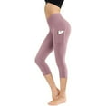 thumbnail image 3 of Kovlvoll Leggings with Pockets for Women High Waisted Stretchy Slim Fitting Solid Color Capris Sports Yoga Legging, 3 of 4