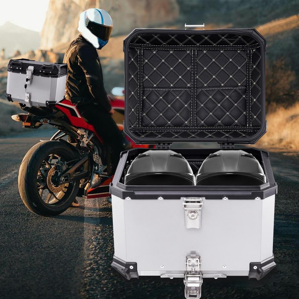 WZTO Motorcycle Top Box Waterproof Motorcycle Rear Top Box 45L Hard Motorcycle Trunk Sturdy Luggage Storage Rear Box with Security Lock superb