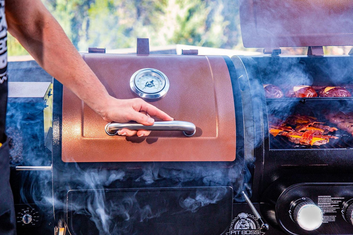 Pit Boss Charleston 1200 Combo Pellet/Gas Grill with Flame Broiler  and Meat Probe