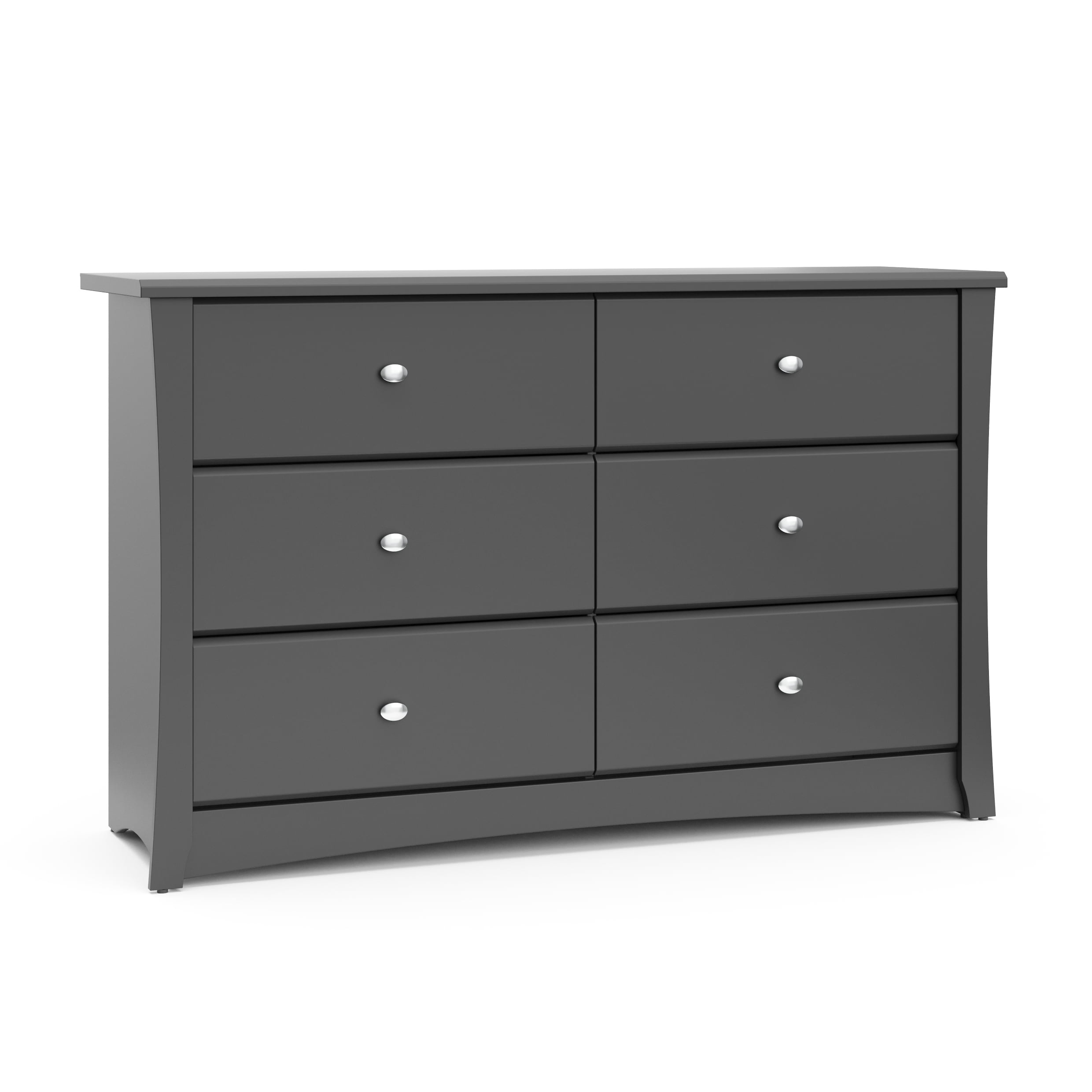 Storkcraft Crescent 6 Drawer Modern Horizontal Dresser Gray Finish