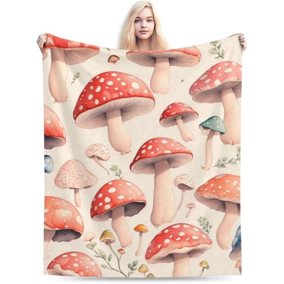 Mushroom Throw Blanket Soft Cozy Fuzzy Mushroom Blanket Lightweight Warm Fleece Plush Mushroom Blanket Mushroom Gifts for Kids Women Girls Bed Decor 40"X50"