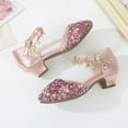 thumbnail image 5 of Miluxas Girls Dress Shoes Princess Crystal High Heels Closed Toe Party Wedding Flower Girls Shoes Toddler/Little/Big Kid Pink 6 Years, 5 of 5