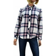 Vineyard Vines Women's Flannel Relaxed Fit Shirt (Coastal Plain Relaxed Marshmallow, 4)