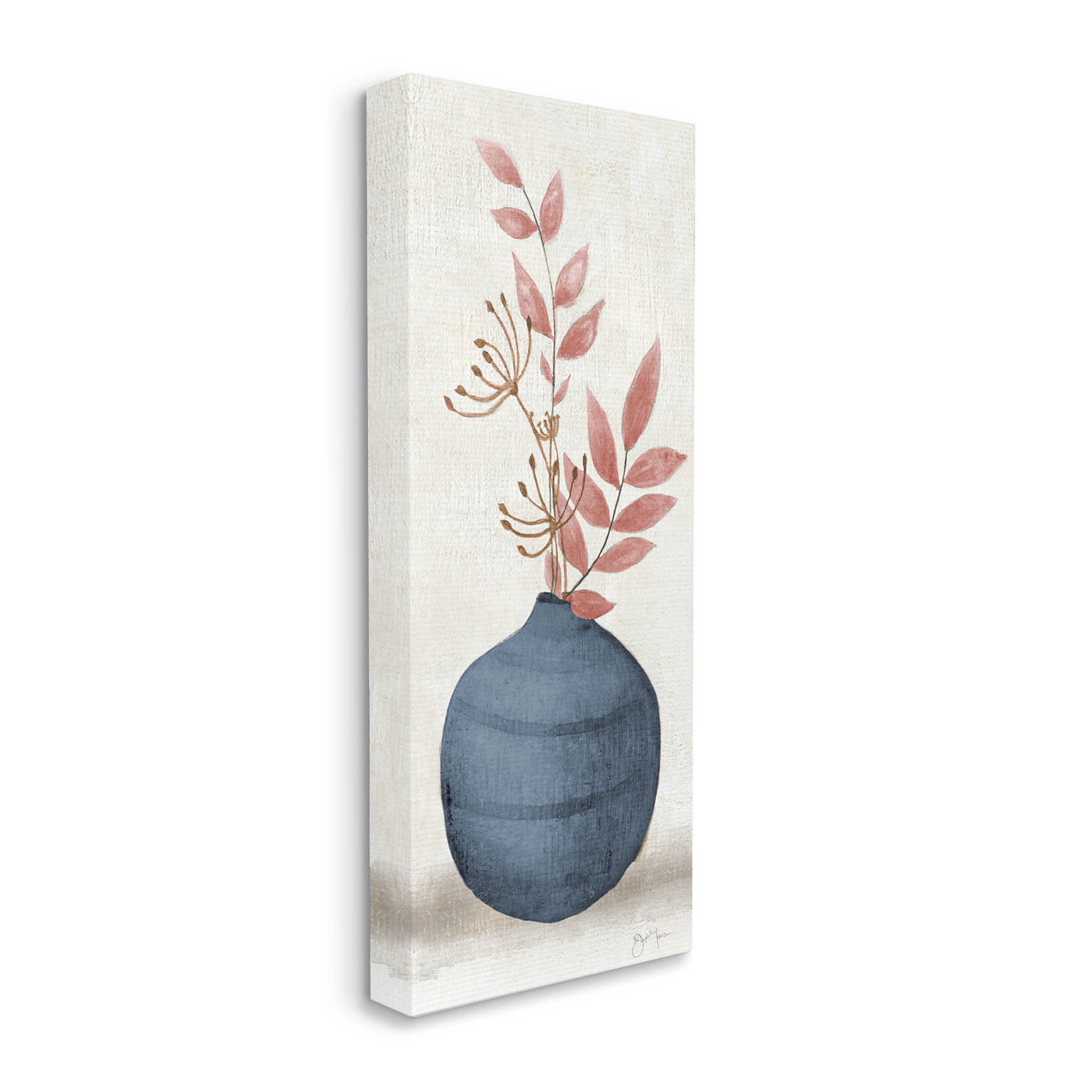 Botanical Leaf Sprigs Blue Vase Botanical & Floral Graphic Art Gallery Wrapped Canvas Print Wall Art