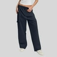 thumbnail image 2 of YDFCWXW Cargo Sweatpants for Women Baggy Drawstring High Waisted Wide Leg Sweat Pants Oversized Athletic Pants Navy, XL, 2 of 6