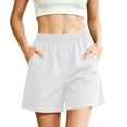 thumbnail image 2 of Ihhxva Cotton Shorts for Women Relaxed Fit Elastic Waist Solid Color with Pockets Adjustable Stretchable Summer Exterior Pocket Mid Rise Flat Front Casual Beach Workout Lounge S-2XL, 2 of 7