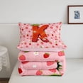 thumbnail image 5 of meiyoeat Cute Strawberry Daisy Full Size Comforter Sets,Kids Personalized Initial Alphabet K Bedding Comforter Set For Girl,Pink Reversible,3-Piece,1 Comforter and 2 Pillowcases, 5 of 7