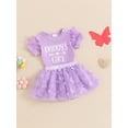 thumbnail image 3 of Nygoyerh Baby Girls Father's Day Outfits Short Sleeve Letter Print Romper + 3D Butterfly Tutu Skirt + Headband 3Pcs Newborn Infant Cute Summer Skirts Sets  0-18 Months, 3 of 7
