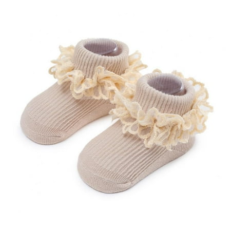 

Non Slip Toddler Socks with Ruffles Eyelet Frilly Socks for Baby Girls Infant Lace Grip Socks