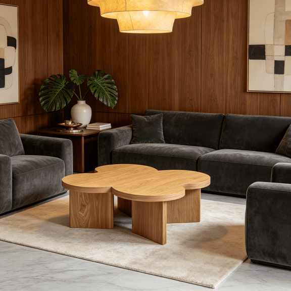 Convertible Butterfly MDF Coffee Table in Natural, for Living Room & Bedroom Furniture